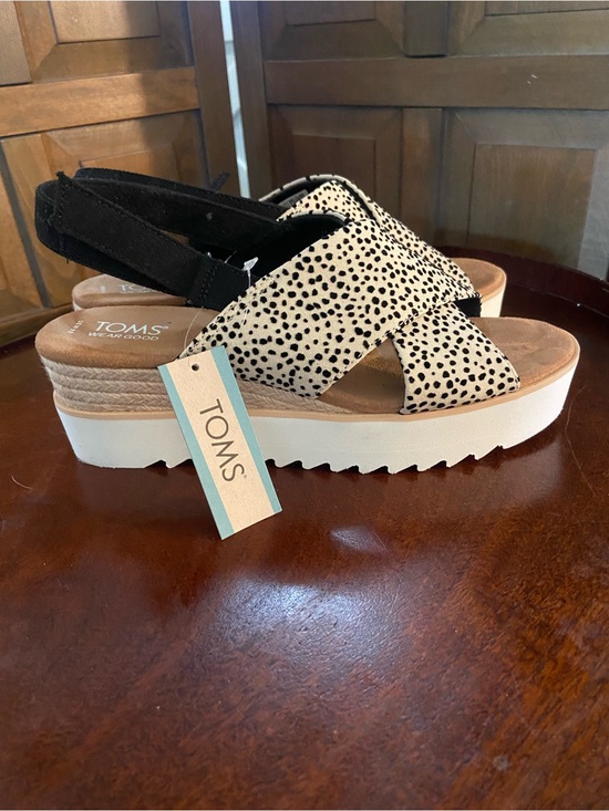 Toms Shoes - Toms Black & White Speckled Platform Slingback Sandal
